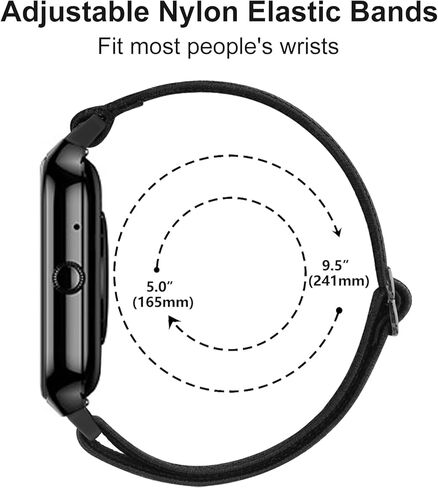 2 Pack Stretchy Nylon Solo Loop Compatible with FITVII Nexa 1.57 inch Smart Watch Women Men, Soft Nylon Elastic Straps Adjustable Sport Wristband for FITVII Nexa Fitness Tracker Watch in Saudi Arabia