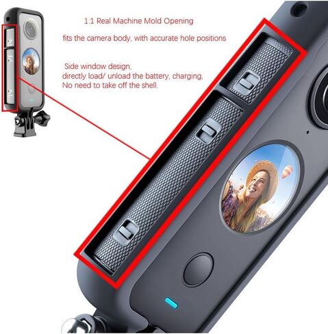 HuaerHui Frame Shell Cage Protective Housing Case for Insta 360 ONE X2 with 1/4 Screw Hole Camera Tripod Adapter Mount, Black, W-ZJ055 in Saudi Arabia