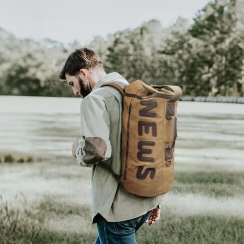 Leather Backpack for Men, Waxed Canvas Casual Rucksack Carry-On Travel Backpack in Saudi Arabia
