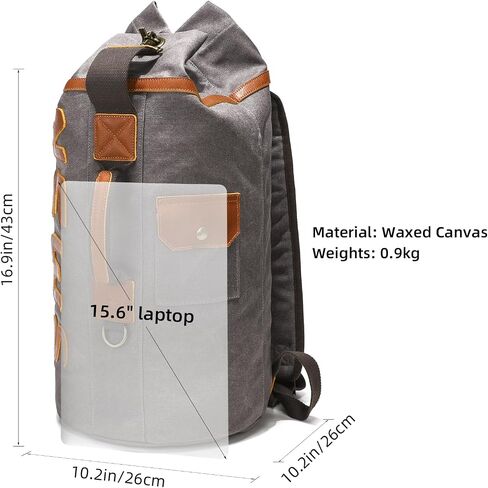 Leather Backpack for Men, Waxed Canvas Casual Rucksack Carry-On Travel Backpack in Saudi Arabia