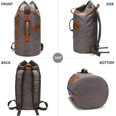 Leather Backpack for Men, Waxed Canvas Casual Rucksack Carry-On Travel Backpack in Saudi Arabia