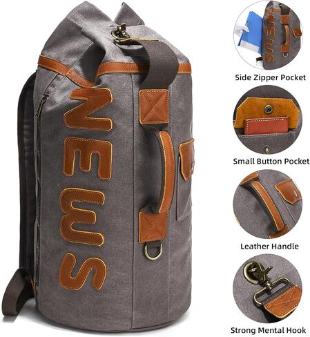 Leather Backpack for Men, Waxed Canvas Casual Rucksack Carry-On Travel Backpack in Saudi Arabia