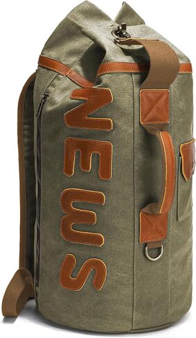Leather Backpack for Men, Waxed Canvas Casual Rucksack Carry-On Travel Backpack in Saudi Arabia