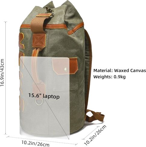 Leather Backpack for Men, Waxed Canvas Casual Rucksack Carry-On Travel Backpack in Saudi Arabia