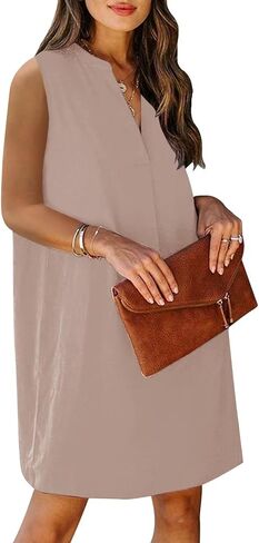 ANFTFH Women's Sleeveless Dresses 2023 V Neck Casual Trendy Dresses（S-2XL） in Kuwait