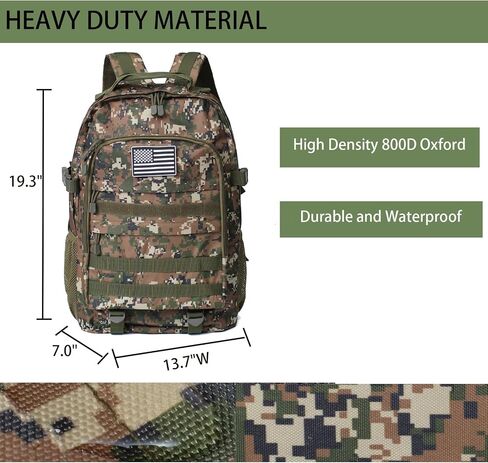 حقيبة الظهر Camo للأولاد ، حقائب الظهر لجيش الأطفال مع تصحيح علم الولايات المتحدة الأمريكية ، حقيبة ظهر للمدرسة التكتيكية 35L للماء للسفر في الهواء الطلق in Saudi Arabia