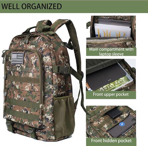حقيبة الظهر Camo للأولاد ، حقائب الظهر لجيش الأطفال مع تصحيح علم الولايات المتحدة الأمريكية ، حقيبة ظهر للمدرسة التكتيكية 35L للماء للسفر في الهواء الطلق in Saudi Arabia