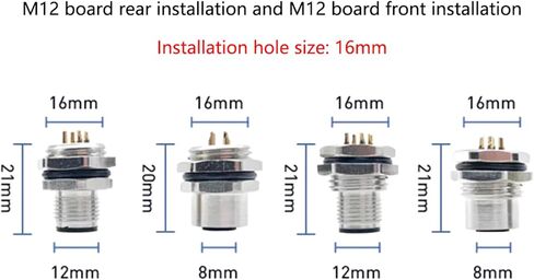 M12 12Pin Straight Male Waterproof Aviation Connector Receptacle Cable, A Coded Unshielded Front Mount Soldered Wire Connector Receptacle 1M Cable（1Meter） in Kuwait