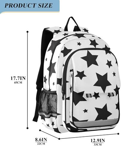 Alaza Abstract Black Stars مختلف الحجم على حقيبة Backpack Daypack White Propack in Kuwait