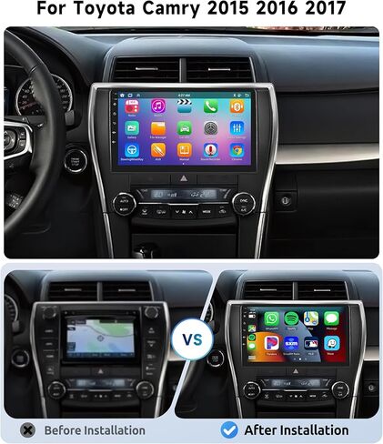 [8 Core 4G + 64G] Radio Car to Toyota Camry 2015 2016 2017 مع Carplay/Android Auto ، 10.1 بوصة Android 13 IPS شاشة تعمل بالسيارة ، Bluetooth ، GPS ، WiFi ، SWC ، DSP + كاميرا احتياطية in Kuwait