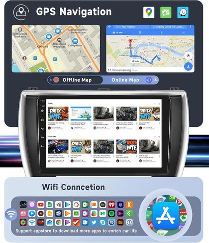 [8 Core 4G + 64G] Radio Car to Toyota Camry 2015 2016 2017 مع Carplay/Android Auto ، 10.1 بوصة Android 13 IPS شاشة تعمل بالسيارة ، Bluetooth ، GPS ، WiFi ، SWC ، DSP + كاميرا احتياطية in Kuwait