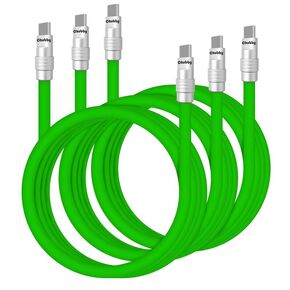 3-Pack 240W USB C Fast Charging Cable Green Type C Charger Cable Extra Thick Data Transfer Phone Charger Cord, Type C to Type C, 6.6FT