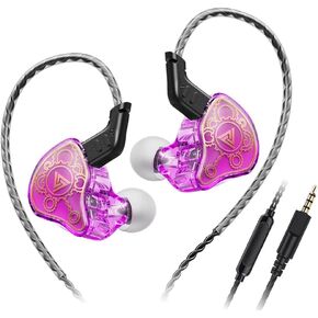 Wired Gaming Earbuds, QKZ Hi7T in Ear Monitor Headphones, Wired Earbuds Stereo Bass, HiFi IEM Earphone, Without Detachable Cables (with mic, Black)