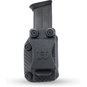 IWB OWB Kydex Magazine Pouch Case by | Concealment Tactical Multi Use Holster Belt Loop for Pistol Inside The Waistband Fits Single Mag Double Stack .45 KYC-88BG