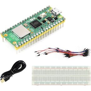 Pico 2 W Starter Kit with Pico 2 W with Pre-Soldered Header and Experimental Board, 2.4GHz 802.11n WiFi and Bluetooth 5.2, RP2350 Chip Dual-Core& Dual-Architecture Design