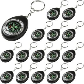 20 Pcs Portable Mini Compass, Lightweight Backpack Compass with Metal Ring - Outdoor Navigation Tool for Hiking, Camping, Emergency Survival Kit (1.54 x 2.09 x 0.59 inches)