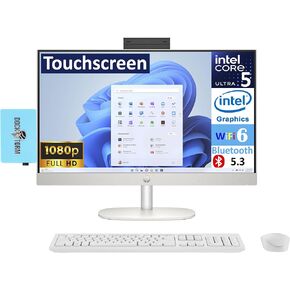 HP 24 All-in-One 23.8" Touchscreen FHD Display (Intel Ultra 5 125U (Beats i5-1355u), 8GB DDR5, 2TB PCIe SSD, WiFi 6, Webcam, Bluetooth 5.3, Win11H) w/DKZ USB Port Expander, Keyboard & Mouse