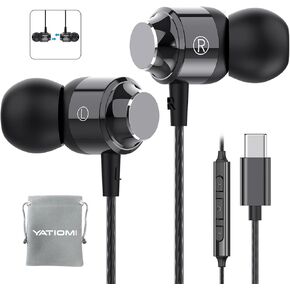 USB C Headphones for Samsung Galaxy S24 S23Ultra FE S22, USB C Earphones Wired with Mic Stereo Type C Headphones Magnetic in-Ear USB C Earbuds for Galaxy A55 A16 A35 ipad iPhone 16 15Pro Pixel 9