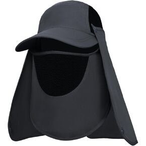 UPF 50+ Men Women Fishing Hats for Men Sun Protection, Sun Hat Landscaping Hat with Removable Neck Flap and Face Cover