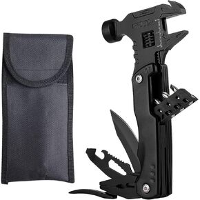 Camping Essentials Multitool Hammer Adjustable Wrench - TGGAML 14 in 1 Survival Gear Pliers Saw Bottle Can Opener Screwdriver Gift for Father Him TGG-002