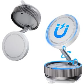 Eastcoo Vacuum Suction Magnetic Phone Holder with 360 Degree Rotation, Handsfree Magnetic Phone Holder Mount for Car/Smooth Surface,Foldable and Retractable Phone Holder for All Phones,White