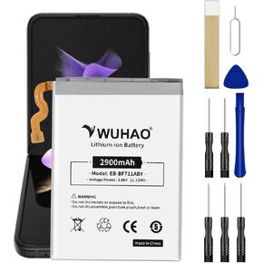 WUHAO EB-BF711ABY Battery 2900mAh for Samsung Galaxy Z Flip 3 5G SM-F711U SM-F711U1 SM-F711W Battery with Adhesive Tape Tool Repair Kit