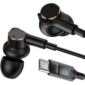 Typec-C Wired Headphones with[Four Speaker],Noise Cancelling Stereo subwoofer Earbuds with mic,Universal USB-C Plug Earphones Wired high Fidelity Sound,24bit 96Khz Decoding chip