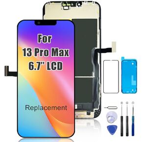 for iPhone 13 Pro Max Screen Replacement, 6.7-inch LCD COF Display (for A2484, A2641, A2644, A2645, A2643), Touch Digitizer Full Assembly with Waterproof Tape, 120Hz Promotion, Screen Protector
