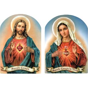 Sacred Heart of Jesus and Immaculate Heart of Mary Sticker Set – Catholic Vinyl Decals, Religious Christian Symbols, Sagrado Corazon Stickers for Laptops, Cars, Water Bottles, Pastel Design (9 inches)