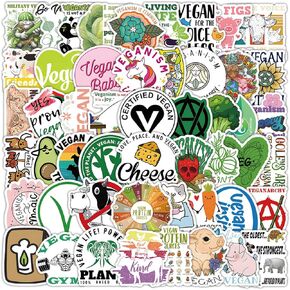 Vegan Sticker 100PCS Pack, Cute Vinyl Waterproof Vegetarian Stickers for Water Bottles, Laptops, Cell Phones, Journals, Skateboards, Scrapbooking, Bumper Stickers