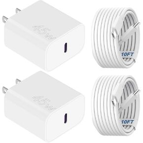45W i-Phone 16 Charger Fast Charging, USB C i-Phone 16 Pro Max Charger Block with 10FT Long C Chargers Fast Charging Cord Cable for i-Phone 16/16 Pro/16 Pro Max/16 Plus,15/15 Pro/15 Pro Max/15 Plus