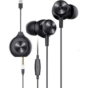 Wired Earphones in-Ear Earbud Headphones with Microphone, Bluedio Li Pro Noise Isolating Headphones Volume Control for PC Laptop with 7.1 Channel Sound Card Driver for All 3.5mm Interface Devices