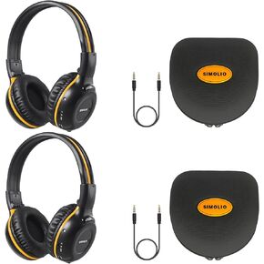 SIMOLIO IR Headphones for Car DVD for uConnect VES, Honda Odyssey, Dodge Grand Caravan, Chrysler Town Country, Jeep, 2 Channel Universal Folding Infrared Headphone w/AUX Cord & Carrying Case, 2 Pack