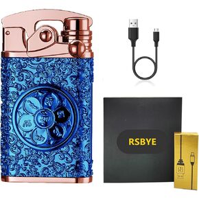Plasma Lighter Rechargeable, Electric Lighter USB, Dual Arc Lighter, Windproof Flameless Lighter, Pocket Cool Lighter Personalized with LED Battery Indication for Men and Women (Blue)
