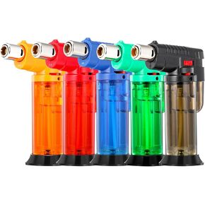 Ambrogio.L 5 Pack Jet Torch Lighter,Butane Refillable Gas Lighter Windproof Blow Torch Lighters for Candle,Camping Fireplace,BBQ,Grill Kitchen Use (Gas Not Inlcuded)