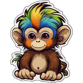 3pcs Monkey Stickers 3in for Water Bottles, Waterproof Stickers for Skateboards Laptops, Phones Luggage Bicycles, Monkey Stickers for Kids Adults, Hard Hat Stickers, Water Bottles (Monkey 6)