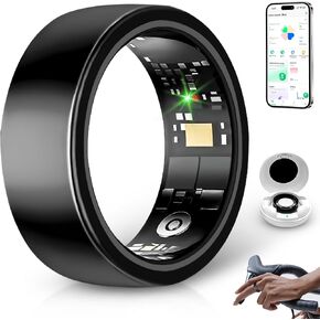 Smart Rings for Women Men, Health Ring,Sleep Tracker, Step Tracker, No Subscription Fee, IP68 Waterproof Smart Ring for iOS & Android (Black 12#)
