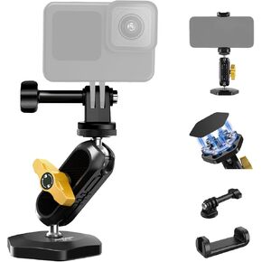 Neewer Magnetic Action Camera Car Mount Kit with Magic Arm Stand & Phone Holder Attachment Compatible with GoPro Hero 13 12 11 10 Go Pro Max DJI Action Insta360 iPhone 16 Pro Max S24 Ultra, GP-40