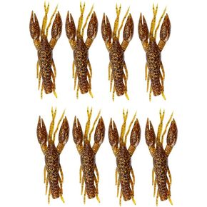 8pcs Fishing Crawfish Lure Silicone Soft Artificial Bait Crayfish 3D Slow Sinking Floating Shrimp for Carp Bass Freshwater or Saltwater Lobster Bait (Brown) Crawfish Soft Plastic baits