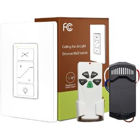 Ceiling Fan Remote Control Kit, Universal Ceiling Fan Remote and Dimmer Light Switch Combo, Ceiling Fan Wall Switch UC9050T, Fan Remote Control Kit Compatible with Hunter Hampton Bay