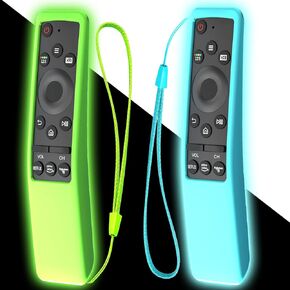 2Pack Remote Case Cover for Samsung Smart TV Remote | BN59 Series Curved Controller Universal Silicone Battery Cover Sleeve Glow in The Dark Green Blue
