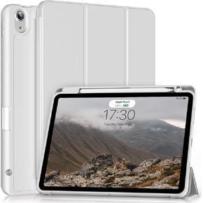 Case for iPad Air 11-inch M2 (2024), iPad Air 5th/4th Generation (2022/2020) 10.9 Inch with Pencil Holder, Soft TPU Back Cover, Supports Pencil 2 Charging, Auto Wake/Sleep, Gray