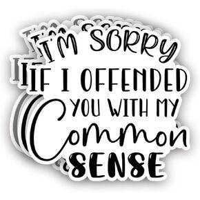 (3Pcs) I'm Sorry If I Offended You with My Common Sense Sticker Funny Sarcastic Quotes Inspirational Vinyl Decal for Tumbler Laptop Kindle Water Bottles Books Phone - Size 3x2.8 Inches