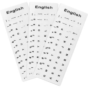 English Keyboard Stickers, 3PCS Pack Universal White Sticker in English, Computer Keyboard Stickers for Faster Keyboard Identification, Good Stickiness, no harm to The Keyboard