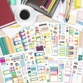 Student Planner Stickers Pack, 24 Sheets of School Planner Stickers, Set of 1,700+ Stickers for Your College Academic Planner, Journal or Calendar
