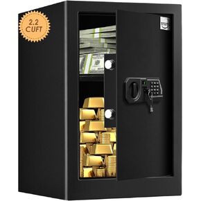 Tenamic Safe Box 0.23 Cubic Feet Electronic Digital Security Box, Keypad Lock Box Cabinet Safes, Solid Alloy Steel Office Hotel Home Safe, HB17 Black
