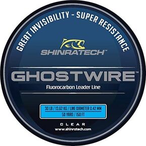 Ghostwire Shinratech 100 ٪ Line Fluorocarbon Leader (30 رطل 50yd بكرة) - واضحة وغير مرئية تقريبًا تحت الماء