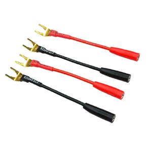 4mm Banana Jack Female to Fork Spades Cable, 3inch Spade Plug to Female Banana Jack Adapter Cable - 4 Pack