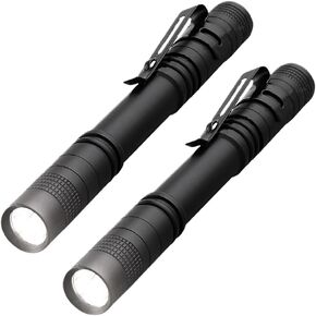 Pocketable Pen Flashlight Combo 2 Pack LED Mini Pocket Light, Small Compact Handheld, Waterproof Emergency Pen Light Fishing Camping Golf Sports Inspection Work Outdoor