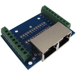 Dual RJ45 Ethernet Connector Breakout Board w/LED Screw terminals NS